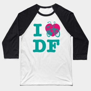 I Love Cycling DF Aqua Pink / Yo Amo andar en Bicicleta en el DF / Chilango Pride / Orgullo Chilango Graphic Baseball T-Shirt